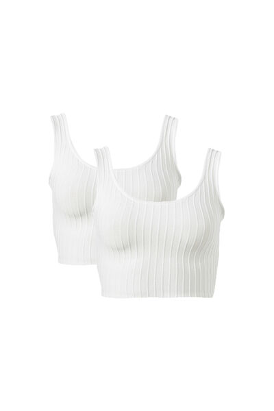 Multipack 2pk Square Neck Crop Top, White